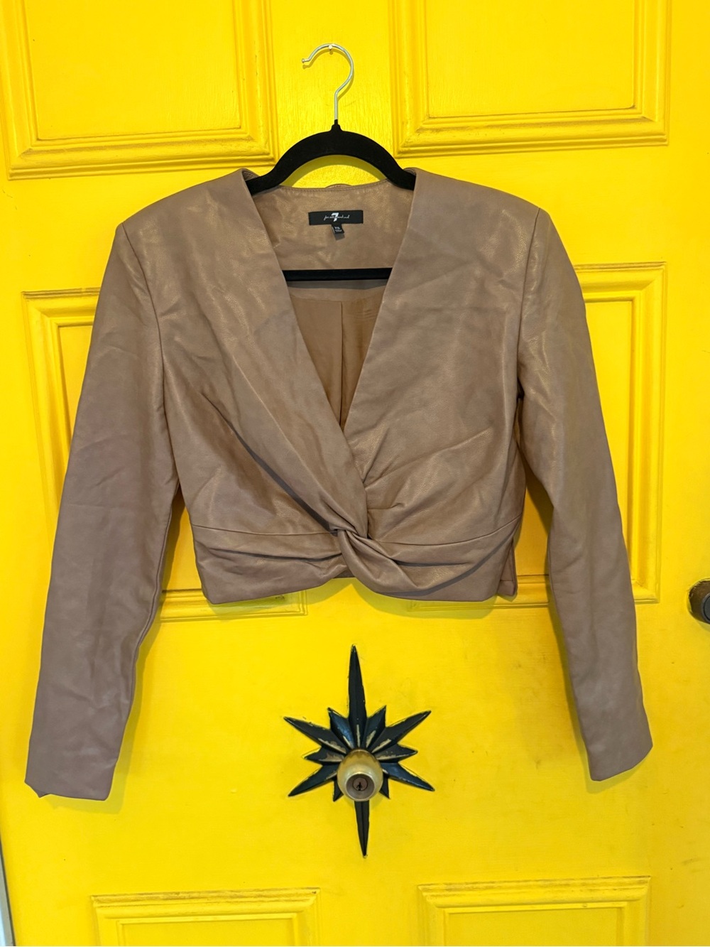 7 For All Mankind Taupe Twist-Front Cropped Jacket